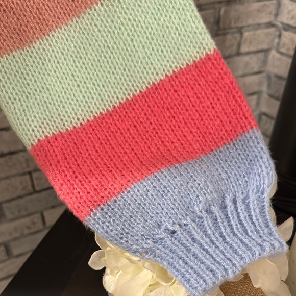 Blue and Pink Crew Neck Sweater with Striped Design - Picture 7 of 7
